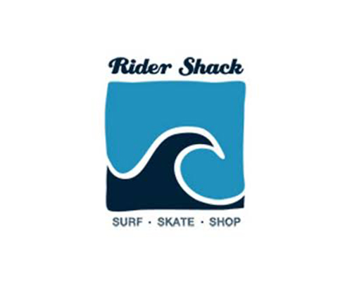Logo for Rider Shack featuring a wave design.
