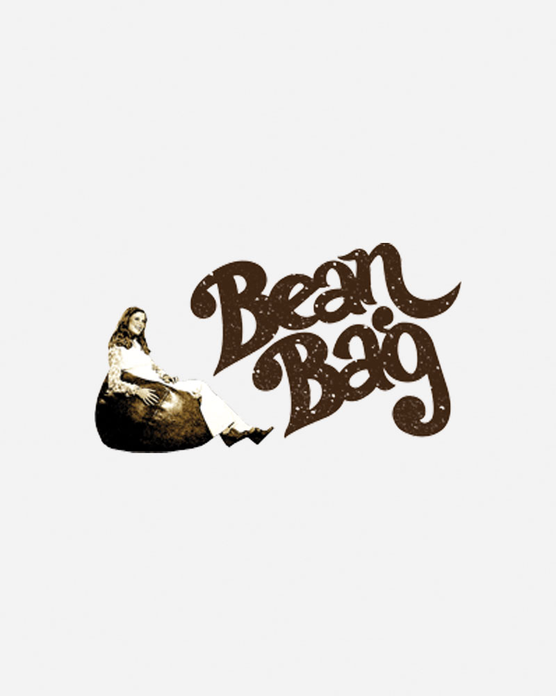 Logo design featuring the text "Bean Bag" and a person sitting.
