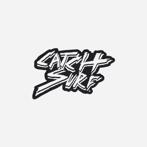 Black and white "Catch Surf" logo design.