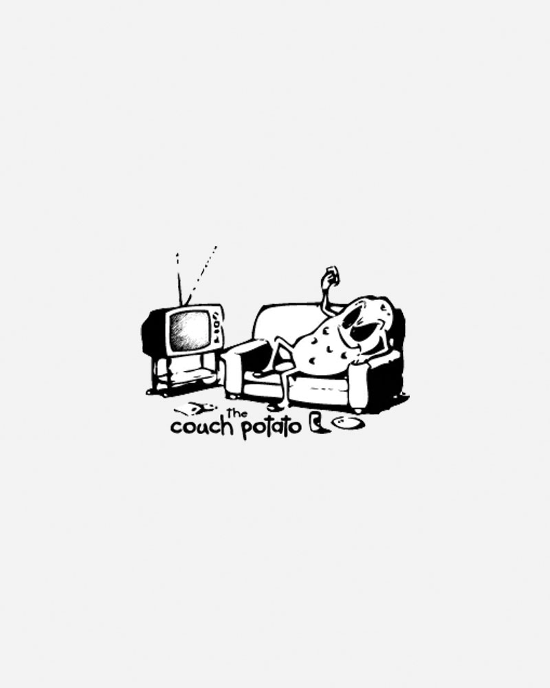 Cartoon logo of a relaxed character on a couch.
