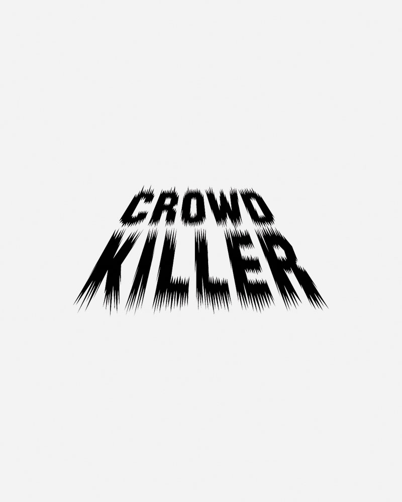 Black text logo reading "CROWD KILLER" on a white background.