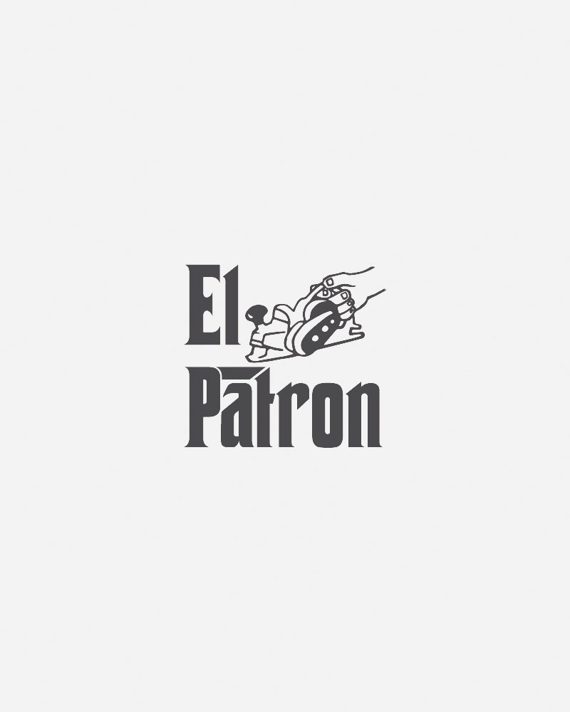 Logo of El Patron with a hand and tool illustration.
