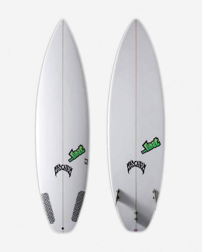 Two surfboards displayed from the front and back.