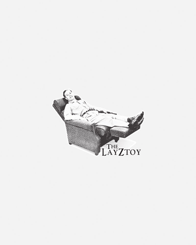 Man reclining in a chair with "The LayZtoy" logo.
