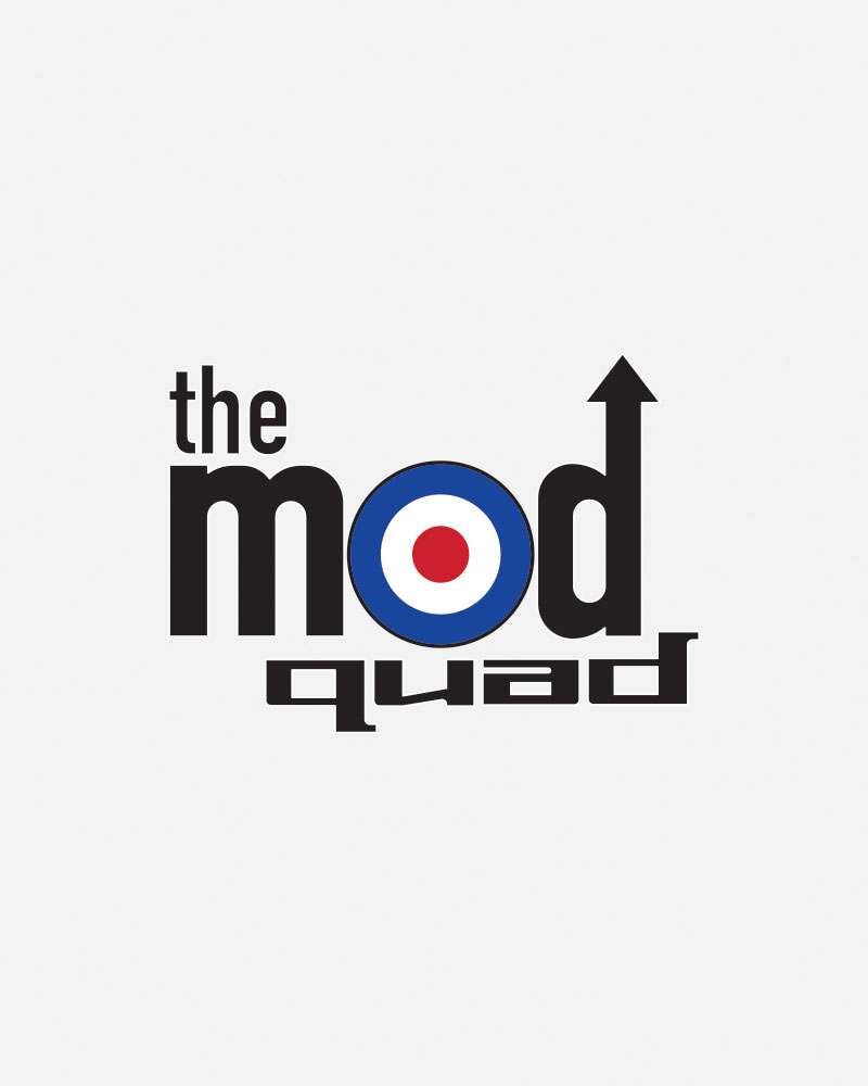 Logo featuring "the mod quad" with a circular target design.