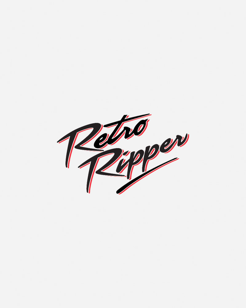 Retro Ripper logo with stylized text in black and red.