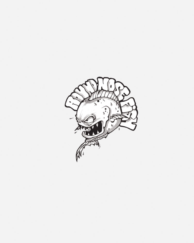 Logo featuring a fierce fish with sharp teeth.