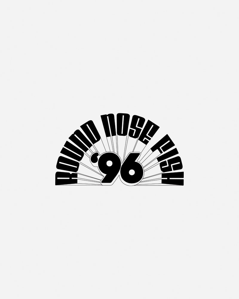 Black logo with text "ROUND NOSE FISH '96" in stylized font.