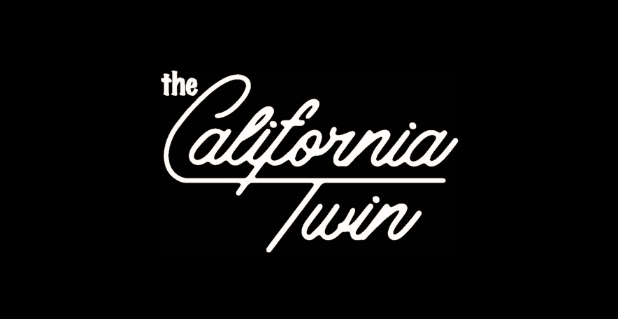 Text logo for "the California Twin" on a black background.