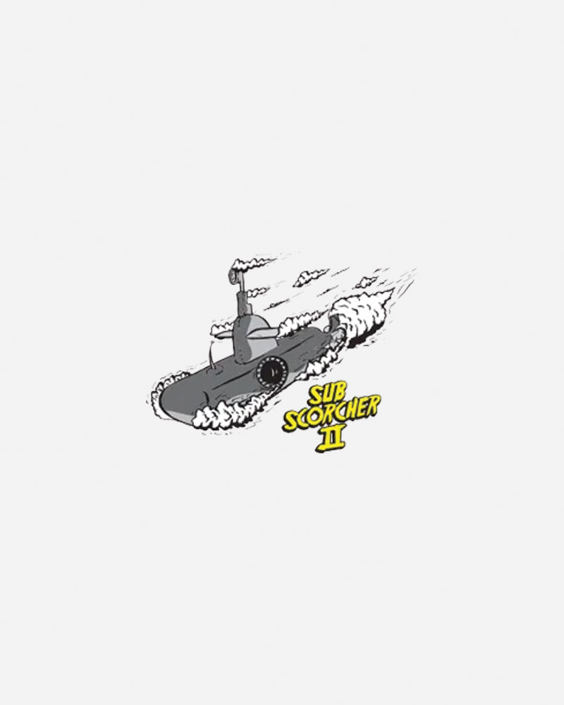 Cartoon submarine with "Sub Scorcher II" text below.