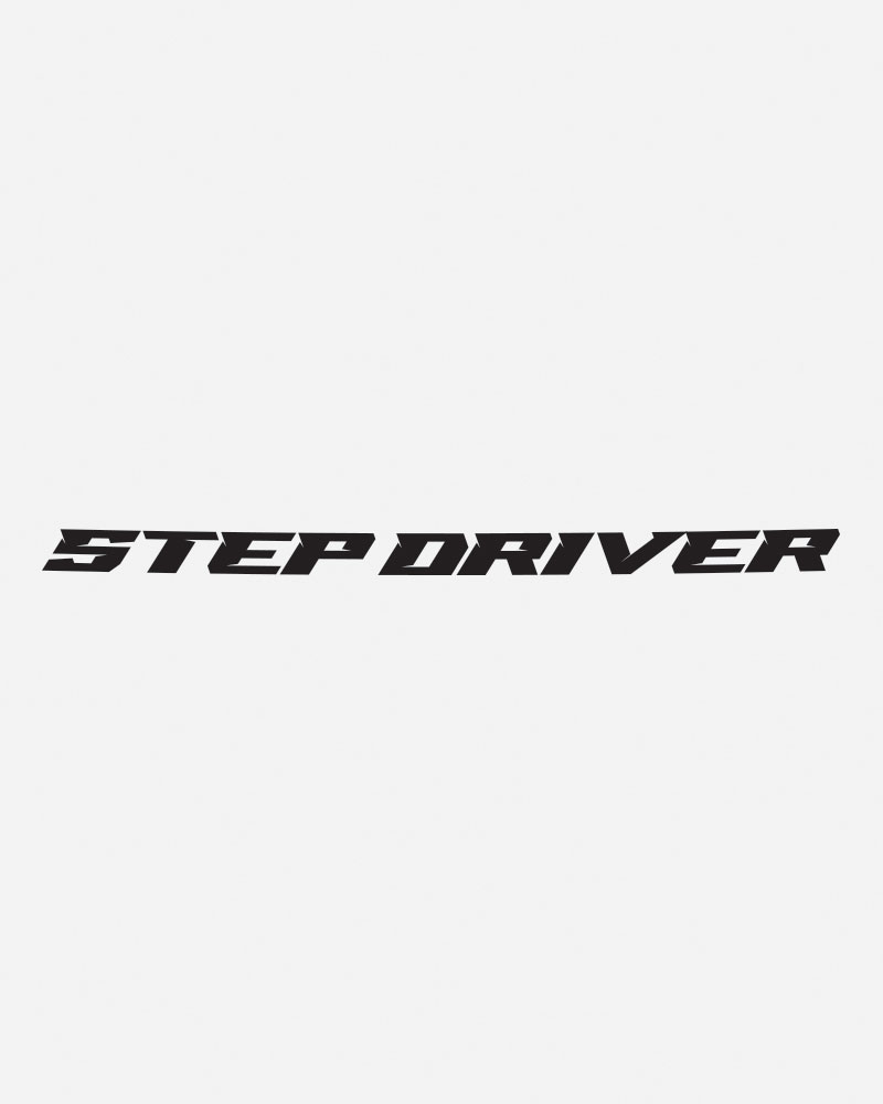Black "STEP DRIVER" logo on a white background.