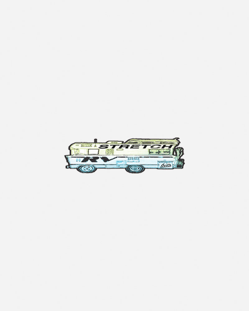 Illustration of a stylized RV with "STRETCH" logo.
