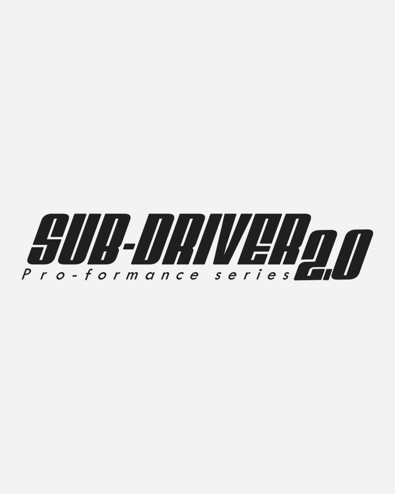 Black logo text "SUB-DRIVER 2.0 Pro-formance series" on white background.