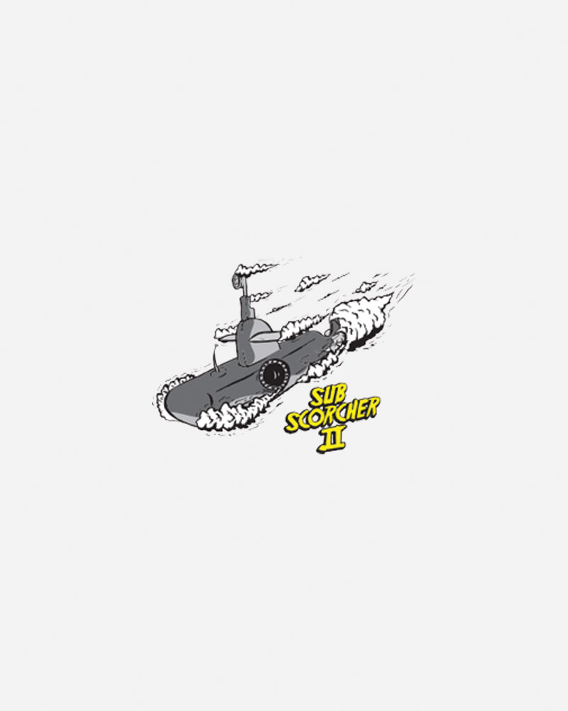 Submarine graphic with "Sub Scorcher II" text below.