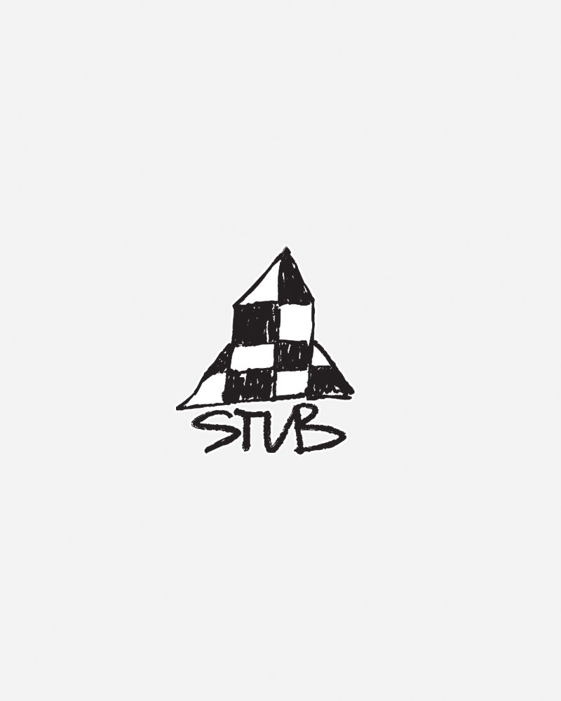 Black and white logo featuring a checkered pyramid and "STUB" text.