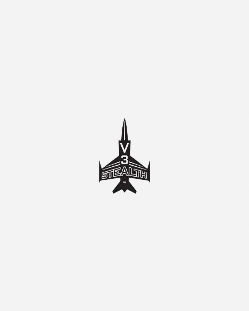 Black logo featuring a stealth aircraft and "V3 STEALTH.