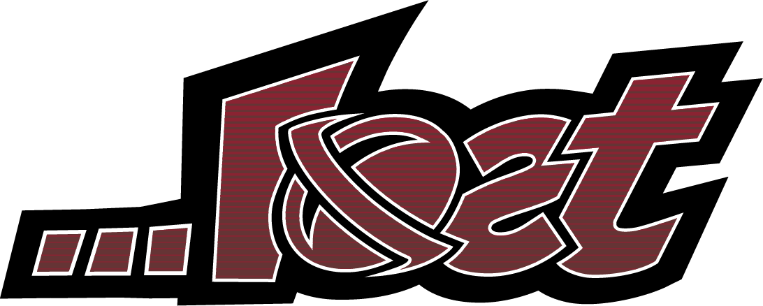 Burgundy stylized text logo with dynamic design elements.
