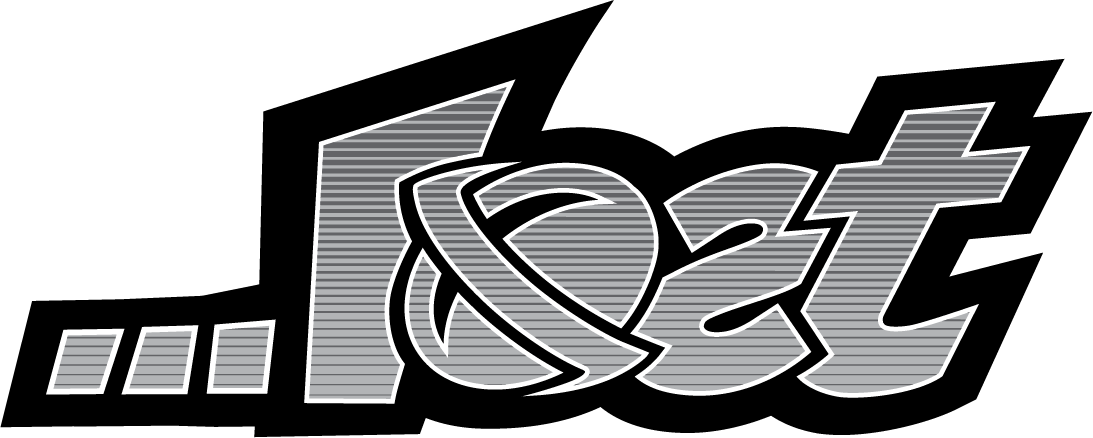 Stylized grey logo with angular design elements.